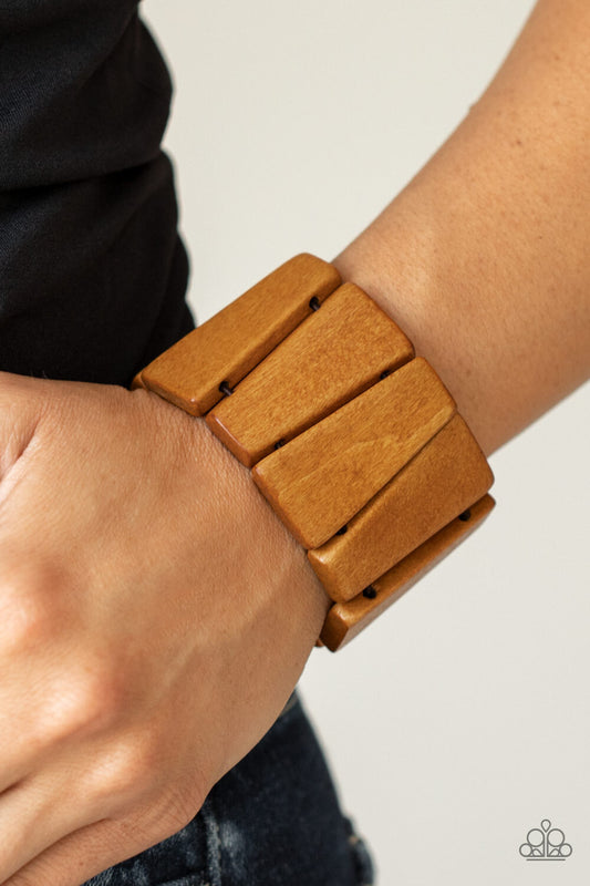 Paparazzi-Jewelry, Barbados Backdrop - Multi, Brown Wood-Bracelets