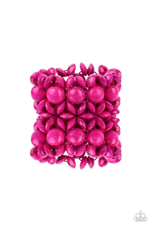 Island Mixer - Pink, Blue Wood Paparazzi-Jewelry-Bracelets.