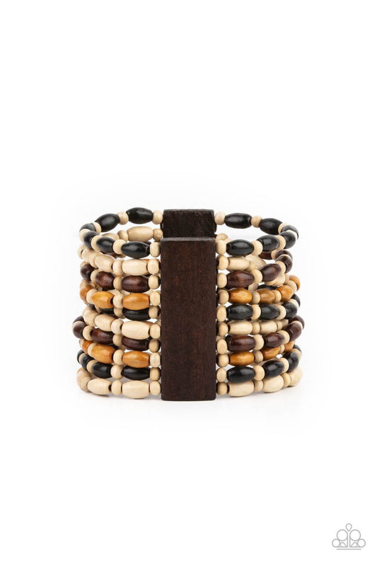 Paparazzi-Jewelry, Cayman Carnival - Brown, Multi Wood Bracelets