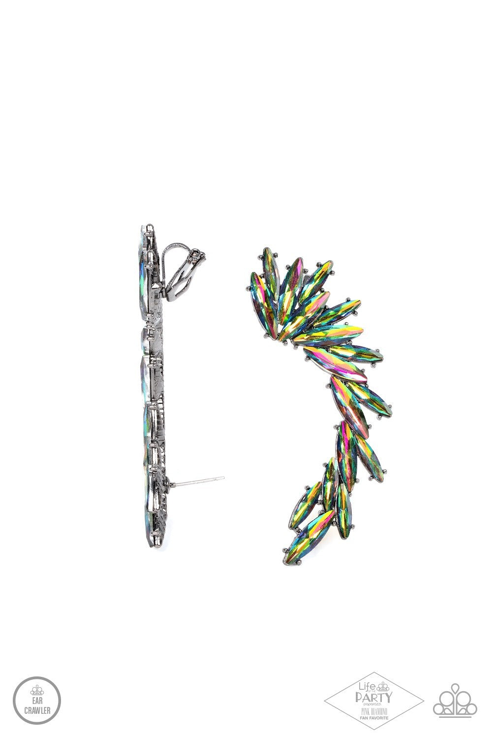 Paparazzi Jewelry, Because Ice Said So - Multi-color, Oil-Spill, Post-Earrings.