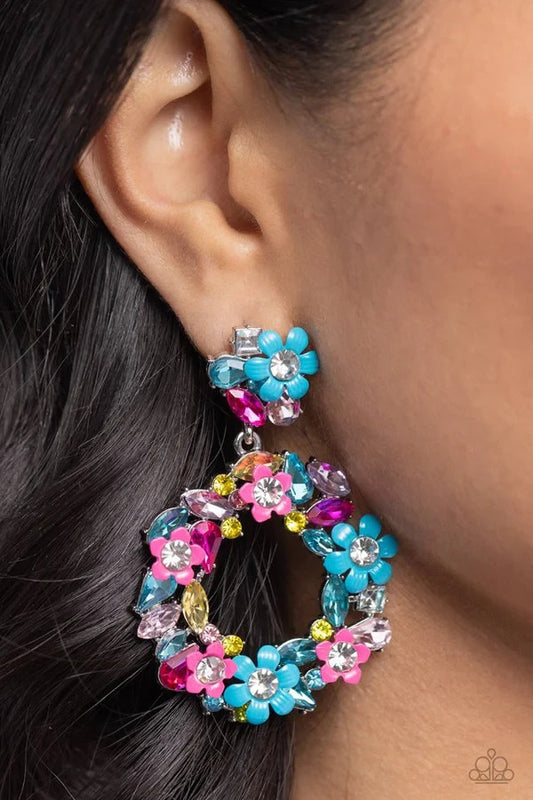 Paparazzi-Jewelry, Wreathed in Wildflowers blue- Earrings