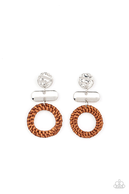 Paparazzi-Jewelry, Woven Whimsicality - Brown-Earrings