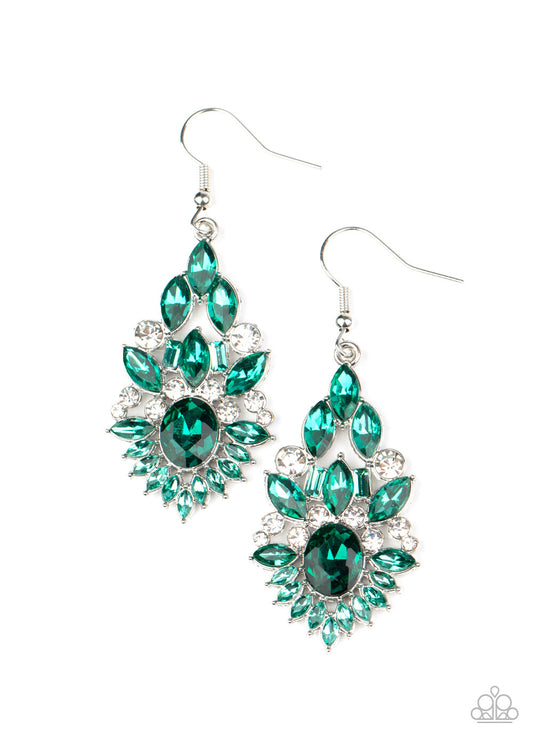 Paparazzi-Jewelry, Ice Castle Couture - Silver, Green - Earrings