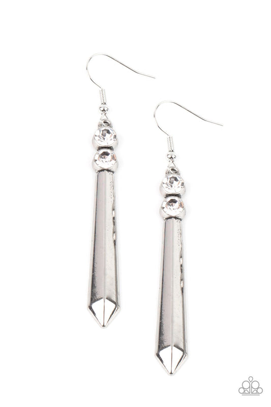 Paparazzi-Jewelry, Sparkle Stream - White- Earrings