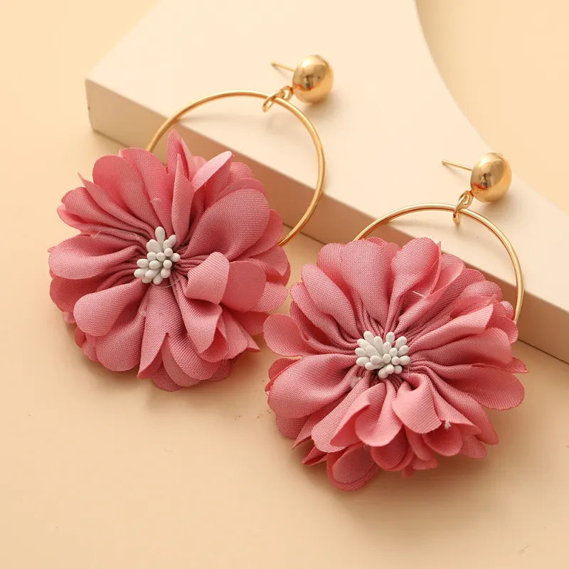Multi-layer Chiffon Lace Flower Earring