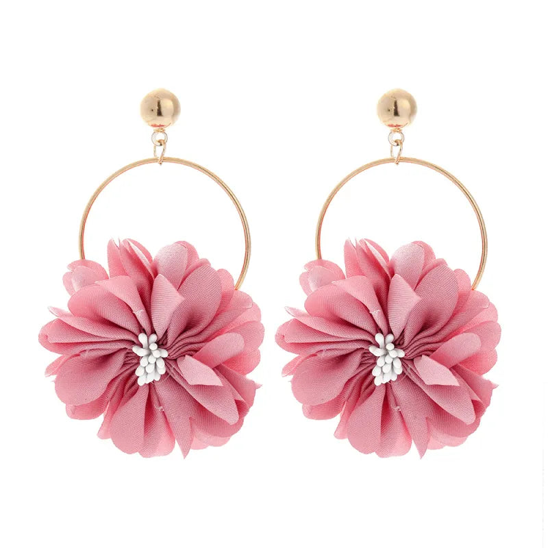 Multi-layer Chiffon Lace Flower Earring