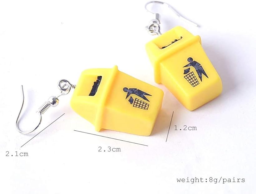 Creative personality dustbin earrings plastic student earrings