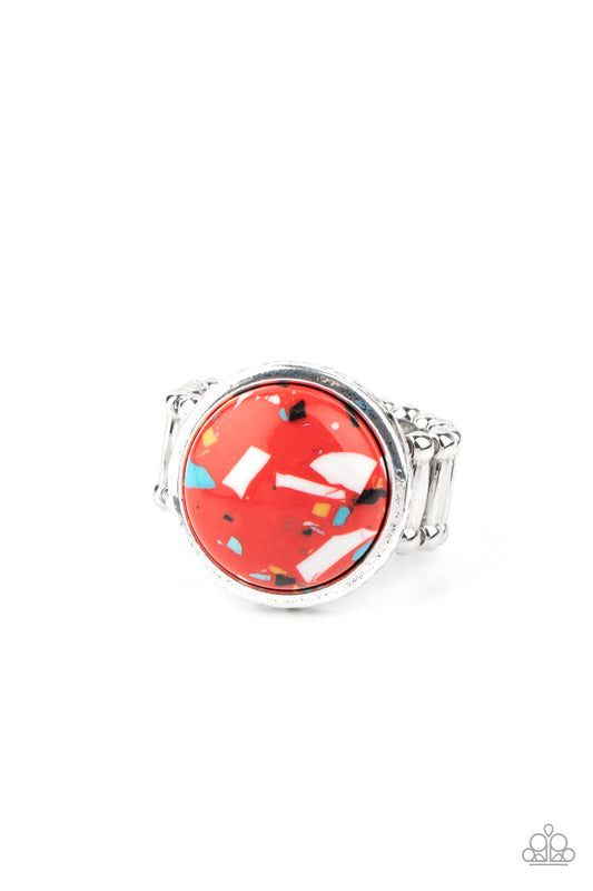 Marble Mosaic Jewelry - Red Ring.