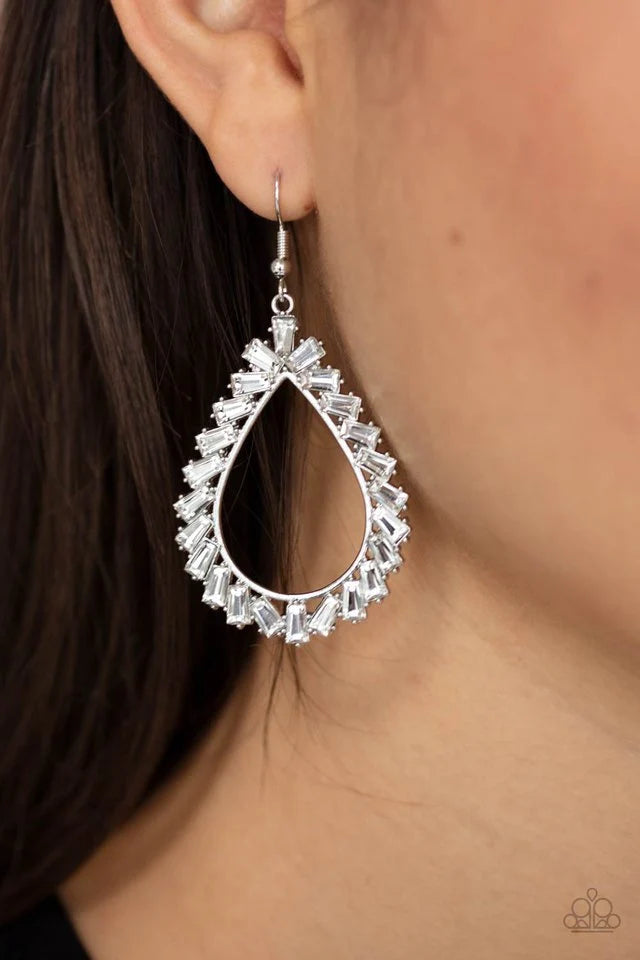 Stay Sharp Jewelry, Gold, Blue, White Earrings.