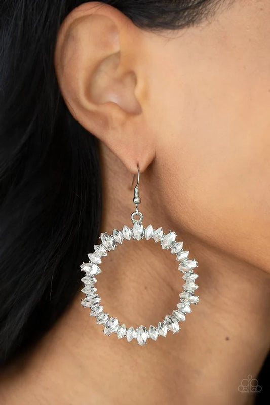 Glowing Reviews - gold, White - Paparazzi earrings
