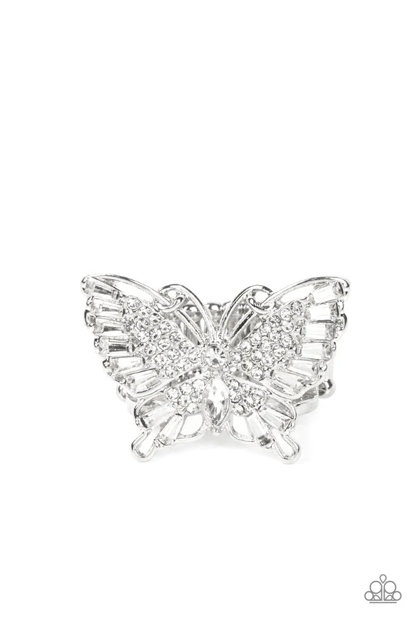 Fearless Flutter Butterfly Jewelry, White Ring.