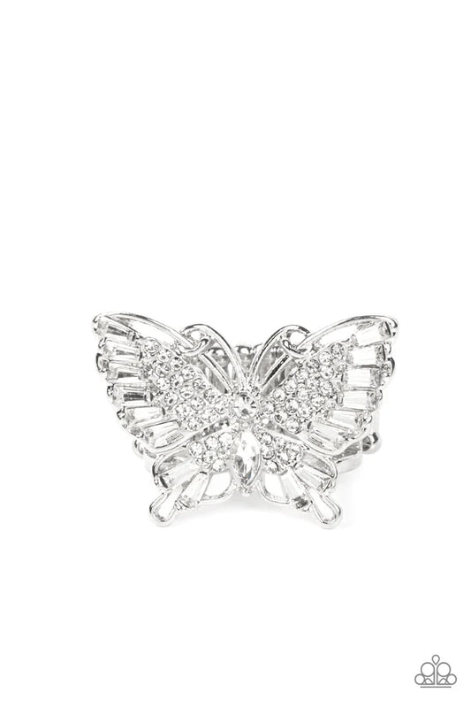 Fearless Flutter Butterfly Jewelry, White Ring.