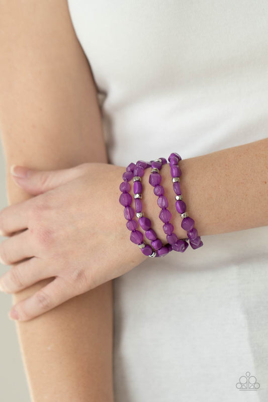 Vibrantly Vintage White, Purple Bracelets.