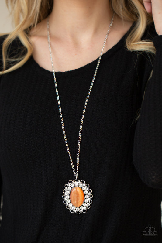 Oh My Medallion Orange Necklace.