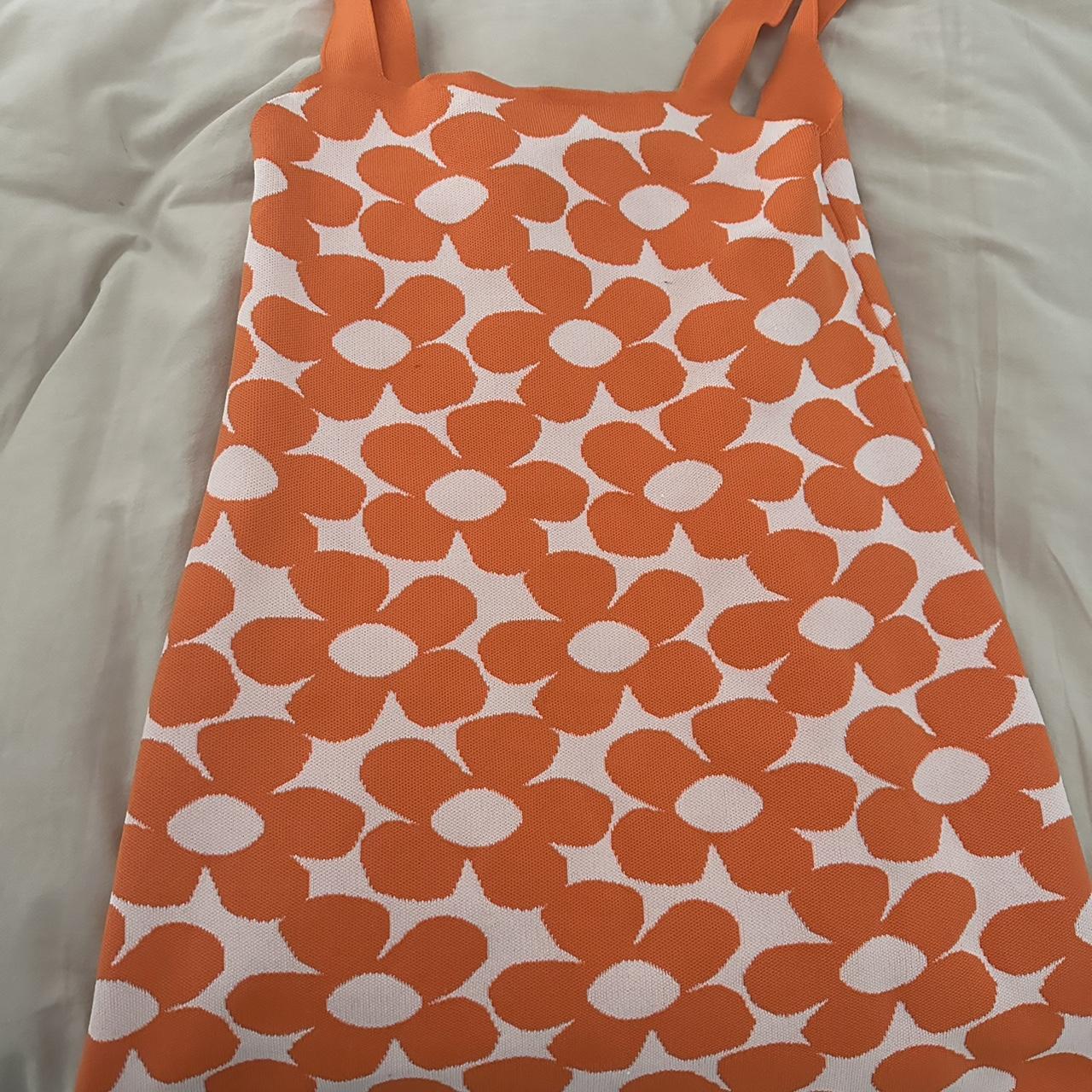 ZARA, Floral Print Mini Orange-Dress Summer Casual Sleeveless: Size M.