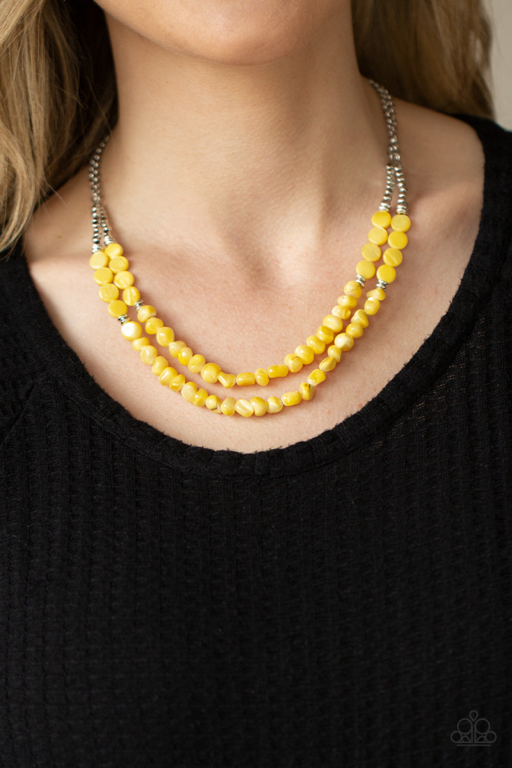 Staycation Status Yellow, Purple, Green Necklaces.