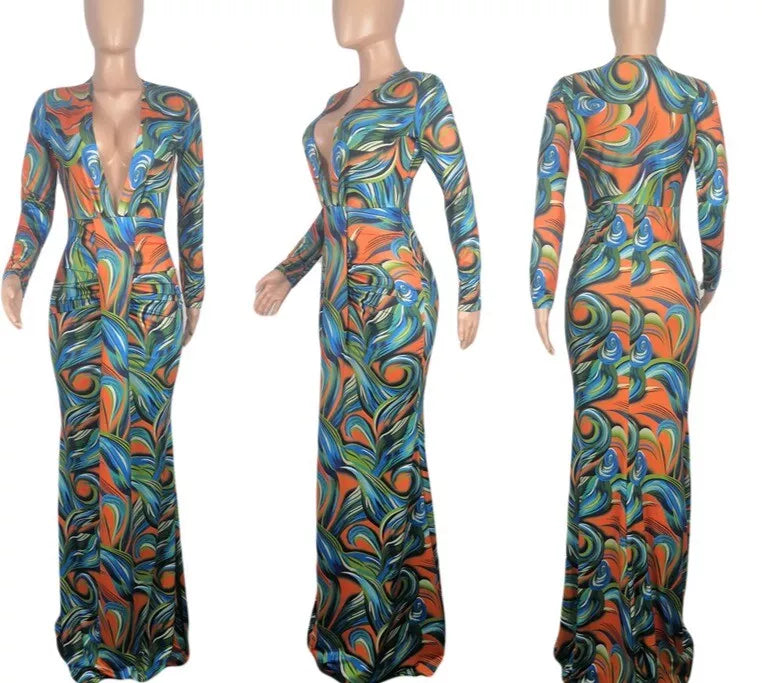 Chic Colorful Printed Dress