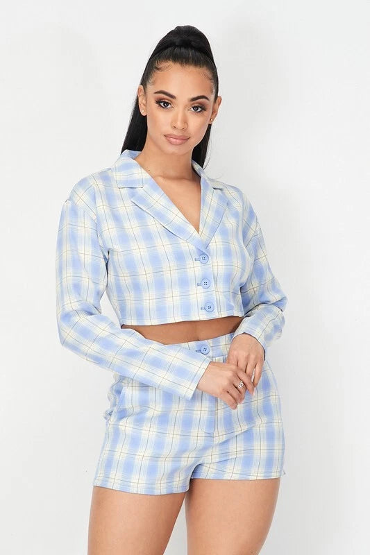 Take Your Time Plaid Short Set Of 2 pieces