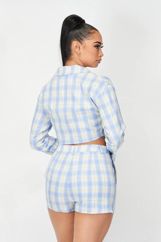 Take Your Time Plaid Short Set Of 2 pieces