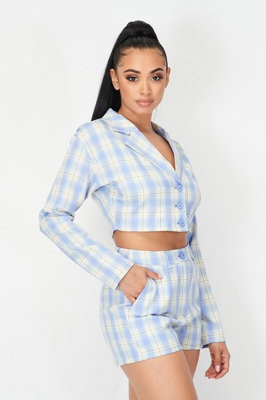 Take Your Time Plaid Short Set Of 2 pieces