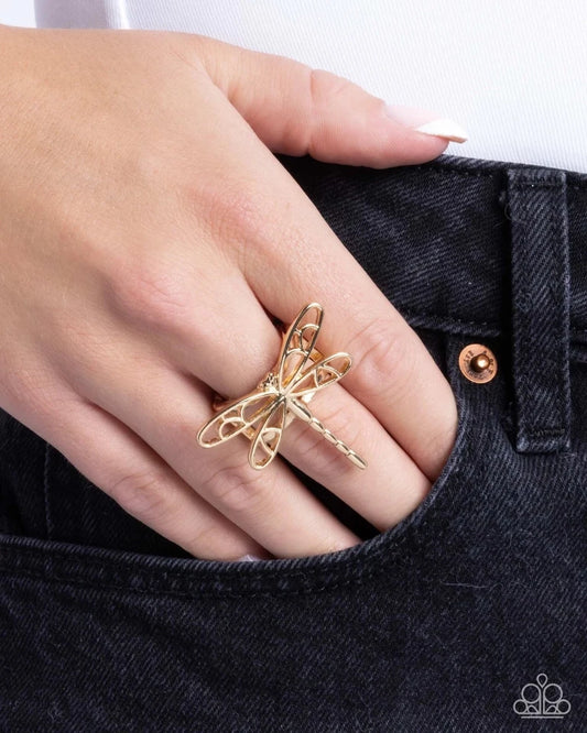 Dragonfly Depth Gold Ring