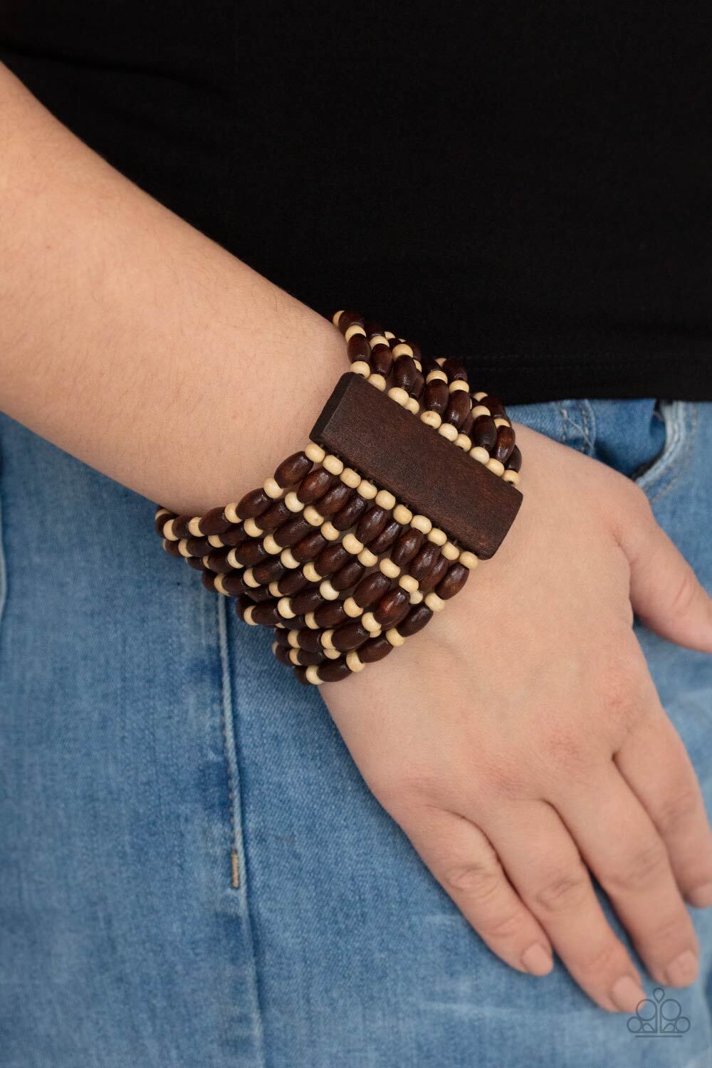Paparazzi-Jewelry, Cayman Carnival - Brown, Multi Wood Bracelets