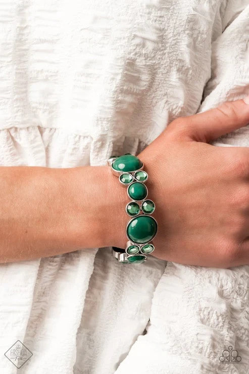 Cosmic Getaway, Green-Paparazzi-Jewelry Necklaces-Set.