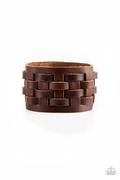 Leather-Urban, Brown, Black, Brass Paparazzi-Jewelry - Bracelets.