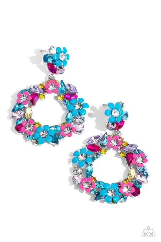 Paparazzi-Jewelry, Wreathed in Wildflowers blue- Earrings