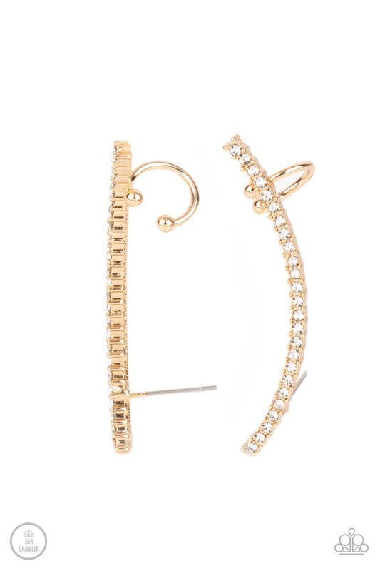 Paparazzi-Jewelry, Sleekly Shimmering - Gold, White, Brass Post Earring