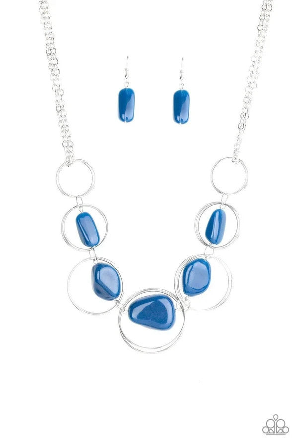 Travel Log, Blue-Paparazzi-Jewelry Necklaces.
