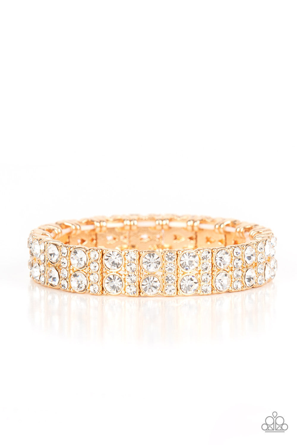Paparazzi-Jewelry, Mic Dropping Drama - Gold, White-Bracelets