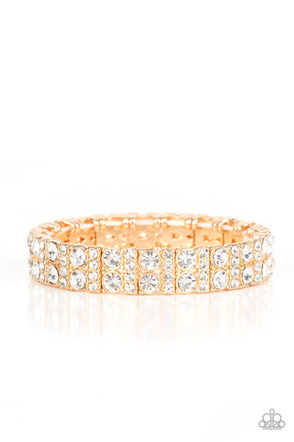 Paparazzi-Jewelry, Mic Dropping Drama - Gold, White-Bracelets