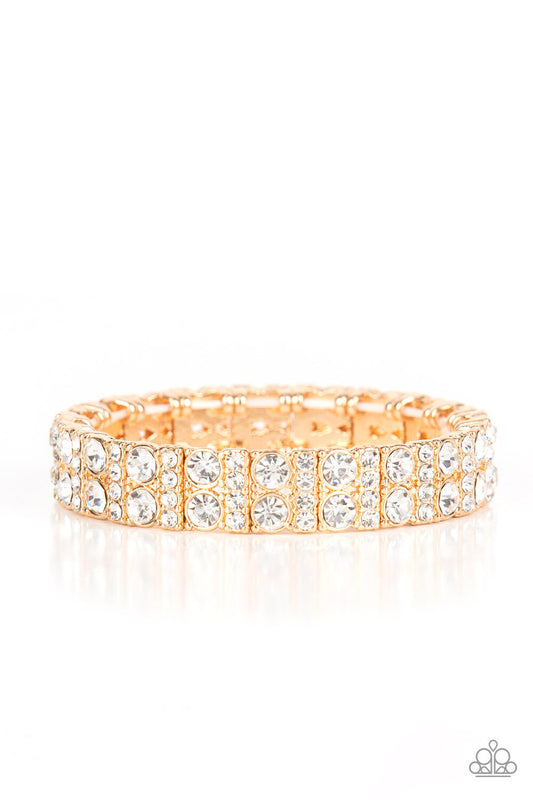 Paparazzi-Jewelry, Mic Dropping Drama - Gold, White-Bracelets