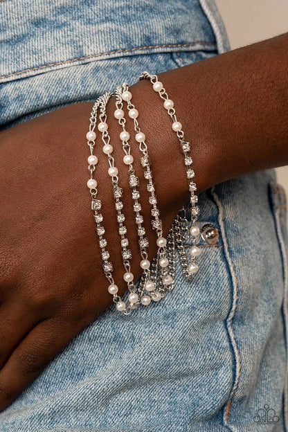 Paparazzi-Jewelry,Secretly Sassy White, Gold-Bracelets