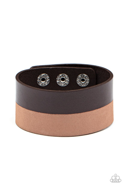 Mountain Man To Mountain Man, Brown, Orange Leather-Urban-Paparazzi-Jewelry Bracelets.