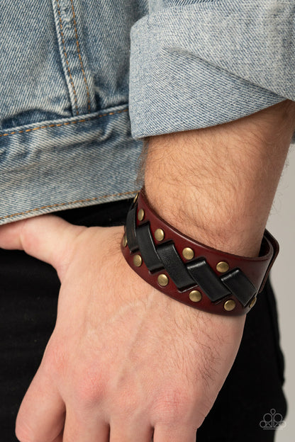 Leather-Urban, Brown, Black, Brass Paparazzi-Jewelry - Bracelets.