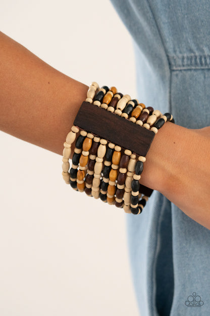 Paparazzi-Jewelry, Cayman Carnival - Brown, Multi Wood Bracelets