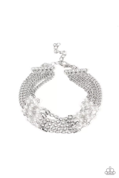 Paparazzi-Jewelry,Secretly Sassy White, Gold-Bracelets