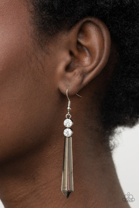 Paparazzi-Jewelry, Sparkle Stream - White- Earrings