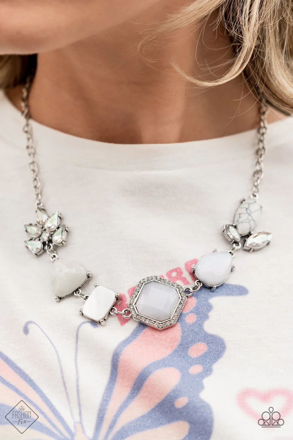 Paparazzi -Jewelry, White Fashion-Fix Necklaces-Set