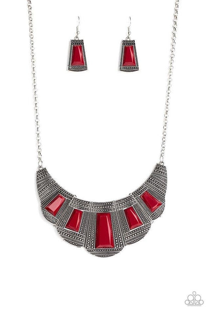 Lion Den, Green, Red, Black-Paparazzi-Jewelry Necklaces.