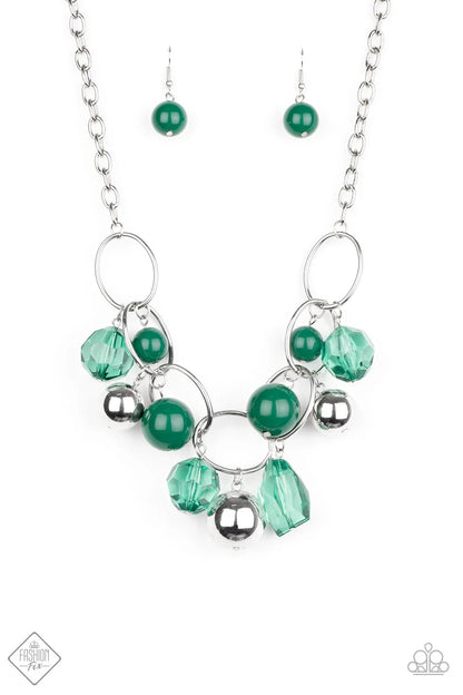 Cosmic Getaway, Green-Paparazzi-Jewelry Necklaces-Set.