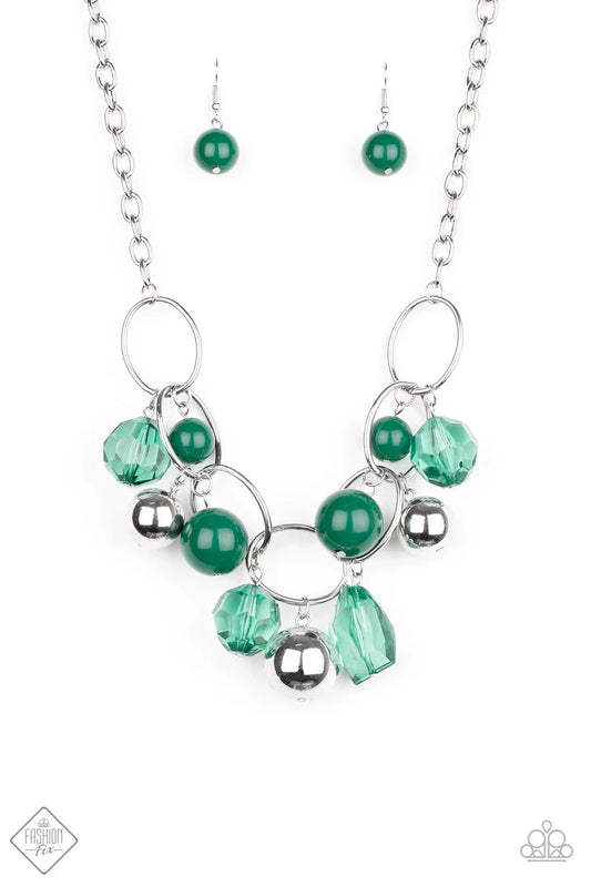 Cosmic Getaway, Green-Paparazzi-Jewelry Necklaces-Set.