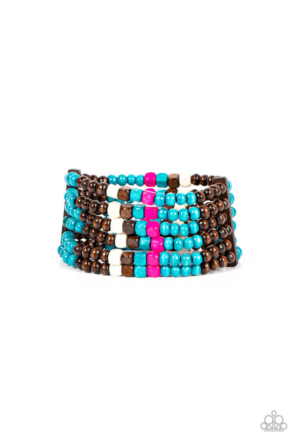 Paparazzi-Jewelry, Dive into Maldives - Blue, Pink Wood-Bracelets