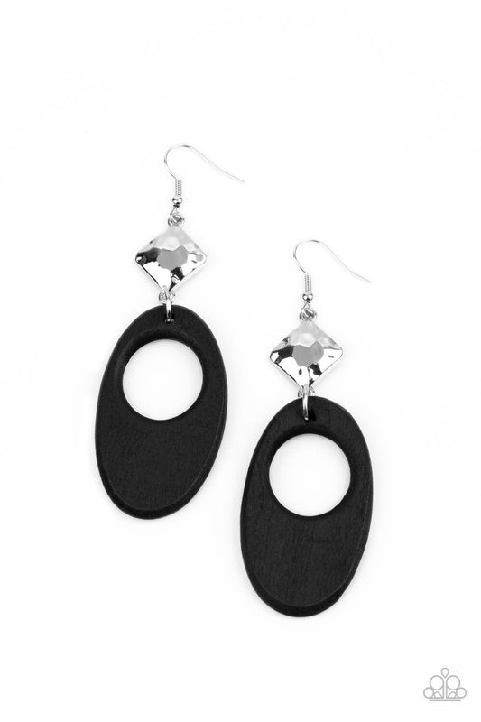 Paparazzi-Jewelry, Ambitious Allure - Black, Black-2 - Earrings