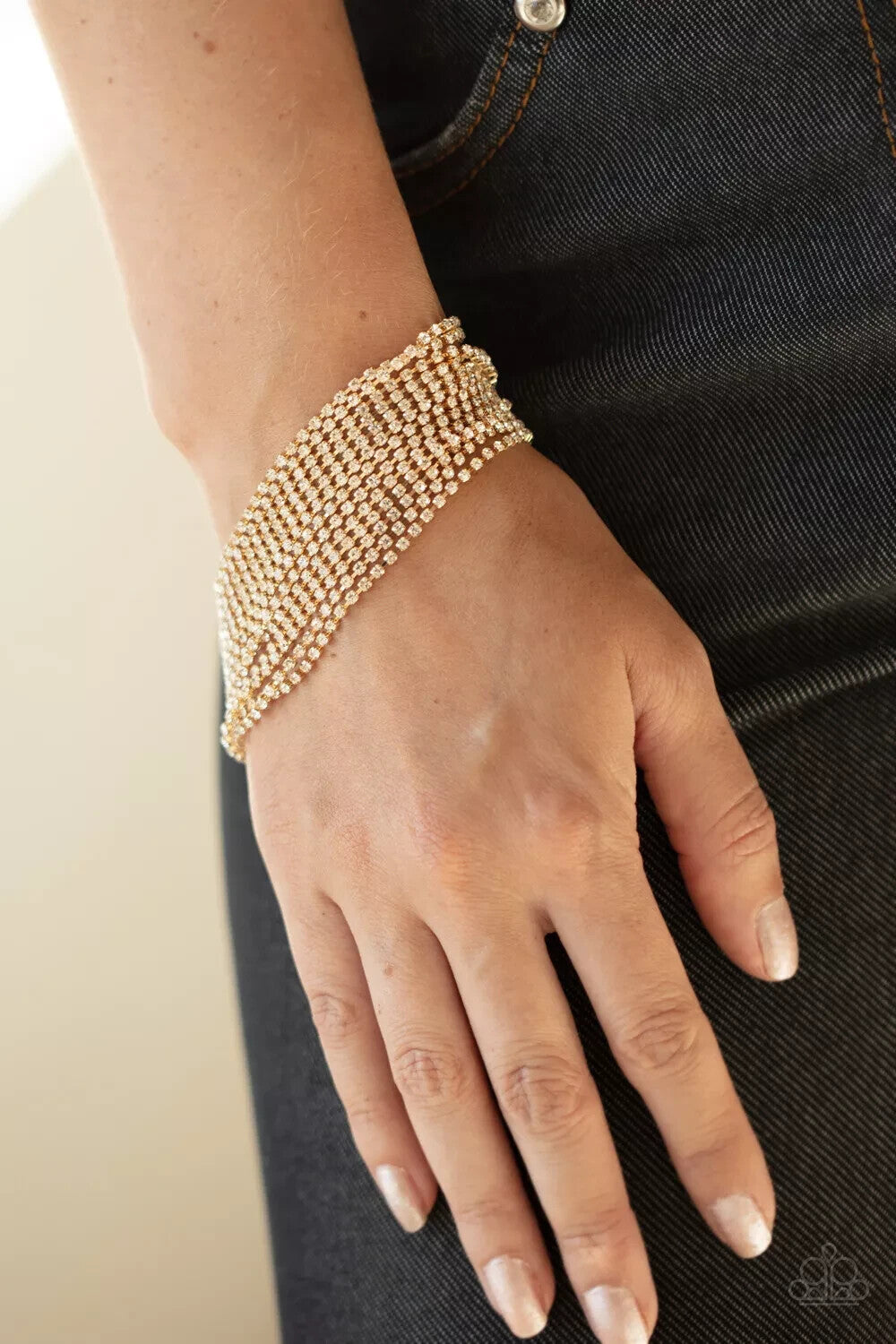 Paparazzi-Jewelry,Secretly Sassy White, Gold-Bracelets