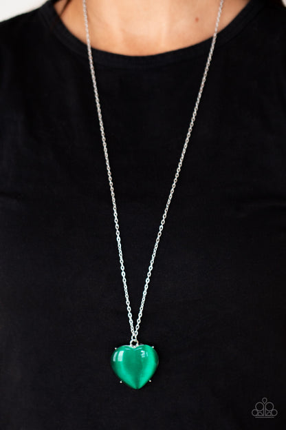 Warmhearted Glow Heart, Pink, Green Paparazzi-Jewelry Necklaces.