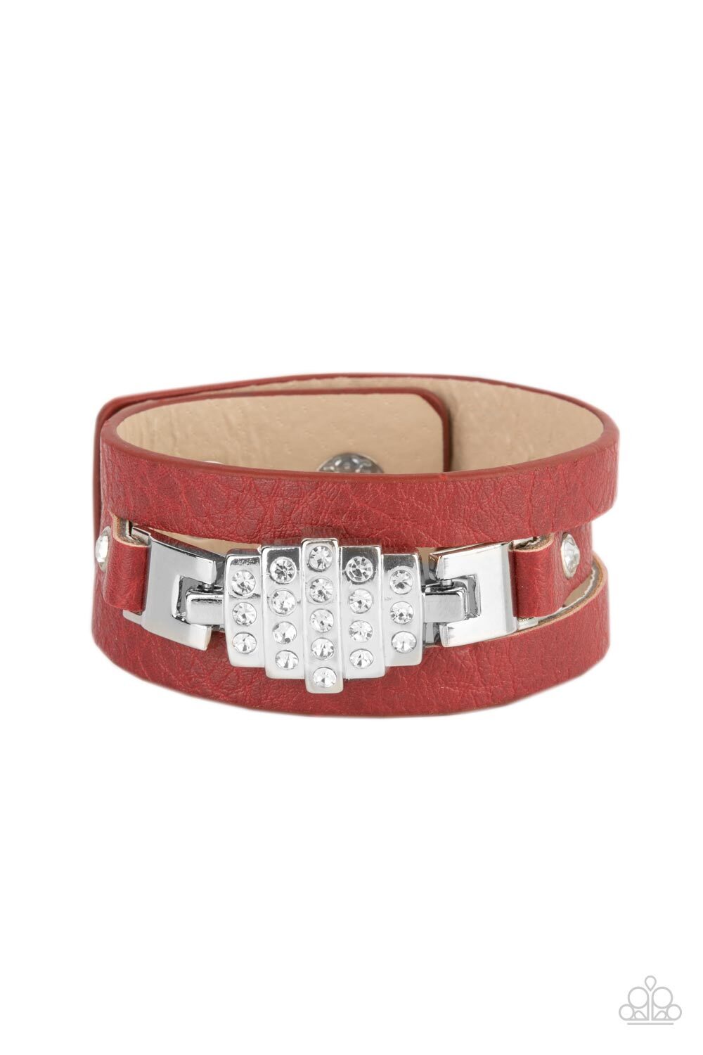 Leather Urban, White, Blue, Red Paparazzi-Jewelry, Bracelets.
