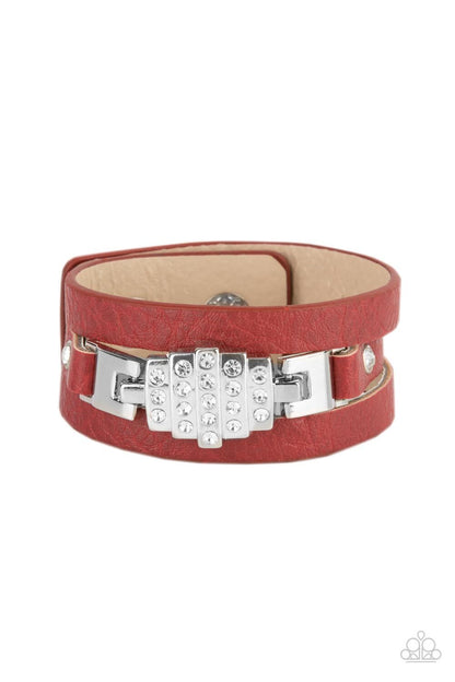 Leather Urban, White, Blue, Red Paparazzi-Jewelry, Bracelets.